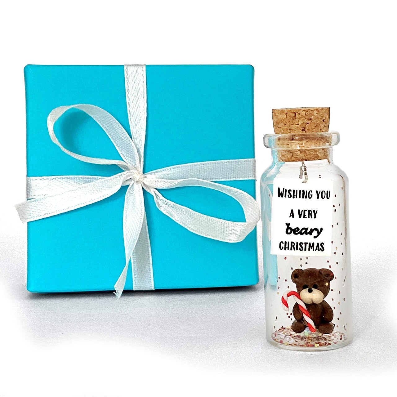 Cute and Kawaii Anniversary Presents   Personalized Love Gifts for Boyfriend Girlfriend   Romantic Gift for Her Him (Brown Bear   Wishing You a Very Beary Christmas in Teal Gift Box)